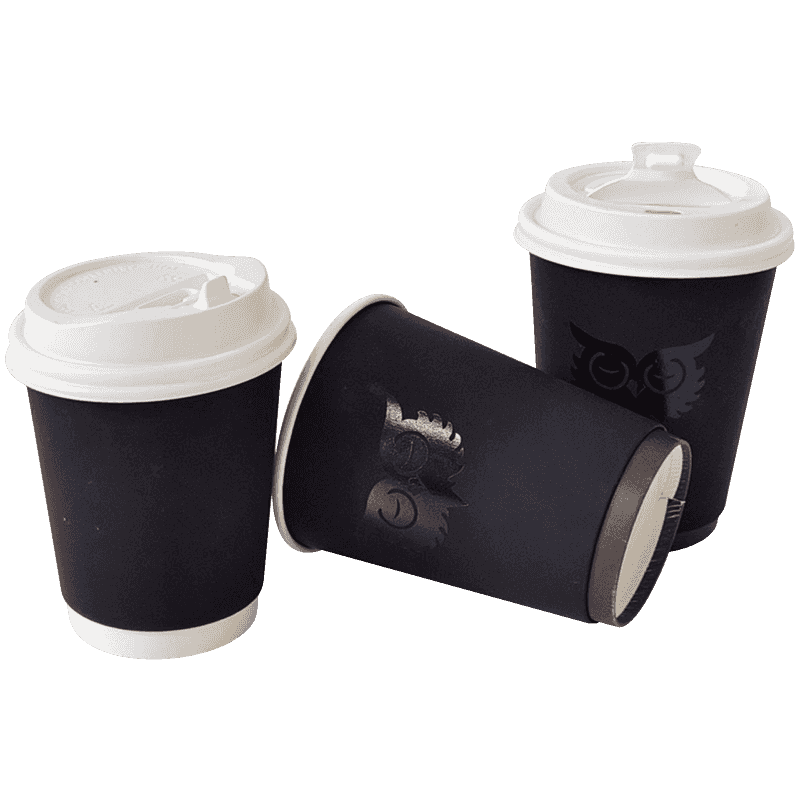 8oz 9oz 12oz 16oz Black Fleece Touch Gold Foil Stamping Double Wall Coffee Cup